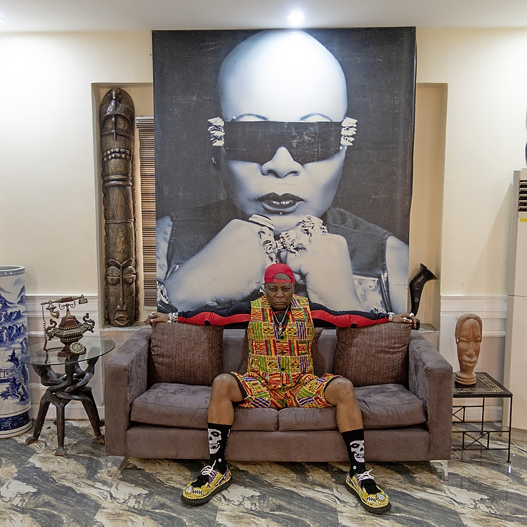 Provocateur and pop star Charly Boy (née Charles Oputa) at his home in Abuja, Nigeria. Image by Stephen Tayo, Jan Hoek